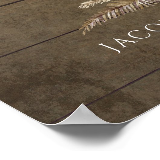 Boho Floral Orchid Pampas Grass Rustic Wedding Poster (Hoek)