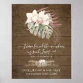 Boho Floral Orchid Pampas Grass Rustic Wedding Poster (Voorkant)