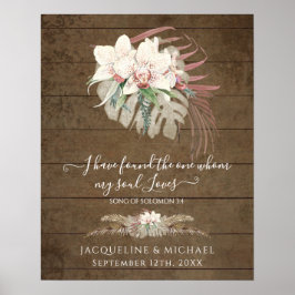 Boho Floral Orchid Pampas Grass Rustic Wedding Poster