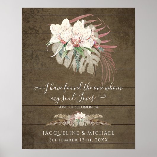 Boho Floral Orchid Pampas Grass Rustic Wedding Poster (Voorkant)