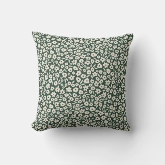 Boho Floral over Dark Emerald Green Kussen