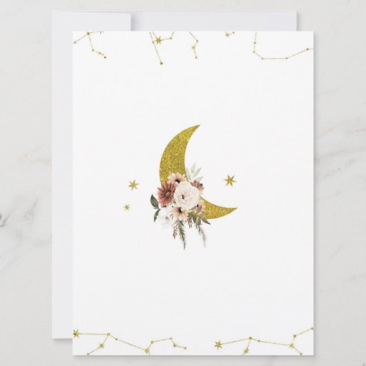 Boho Floral over de uitnodiging van het Moon Baby  (Achterkant)