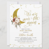 Boho Floral over de uitnodiging van het Moon Baby  (Voorkant)