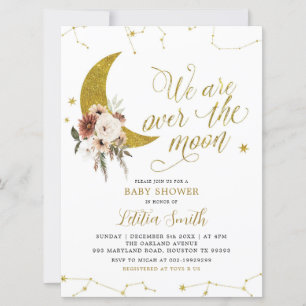 Boho Floral over de uitnodiging van het Moon Baby