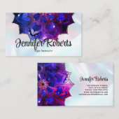 Boho Floral Paars Mandala Yoga Instructor Holo Visitekaartje (Voorkant / Achterkant)