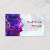 Boho Floral Paars Mandala Yoga Instructor Holo Visitekaartje (Achterkant)