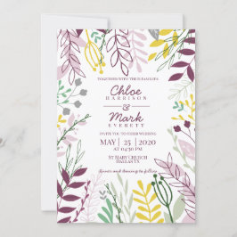 Boho Floral Paars Yellow Summer Wedding Kaart