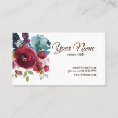 boho floral, paarse florale visitekaartje (Achterkant)