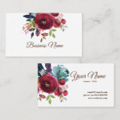 boho floral, paarse florale visitekaartje (Voorkant / Achterkant)