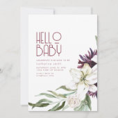 Boho Floral Paarse & Lily Baby shower Uitnodiging (Voorkant)