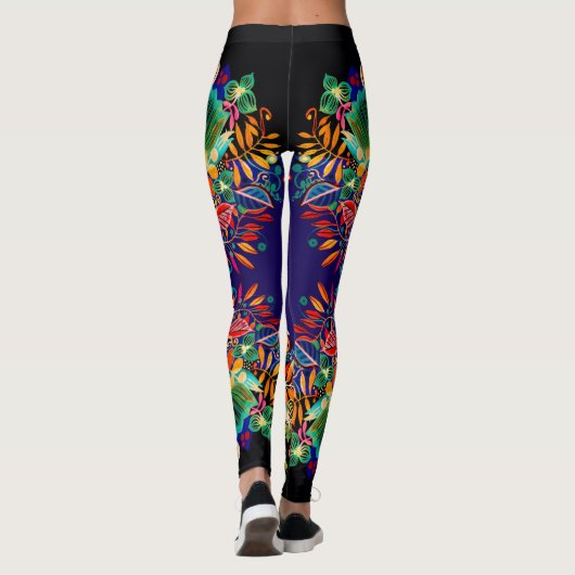 Boho Floral Paarse Ombre Leggings (Achterkant)