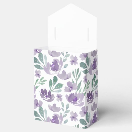 Boho Floral Paarse Waterverf Dank je huwelijk Bedankdoosjes (Geopend)
