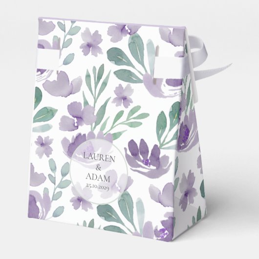 Boho Floral Paarse Waterverf Dank je huwelijk Bedankdoosjes (Achterkant)