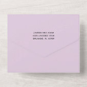 Boho Floral Paarse Waterverf Wedding All In One Uitnodiging (Achterkant)