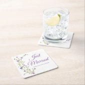 Boho Floral Paarse wilde bloem net getrouwd Kartonnen Onderzetters (Insitu)