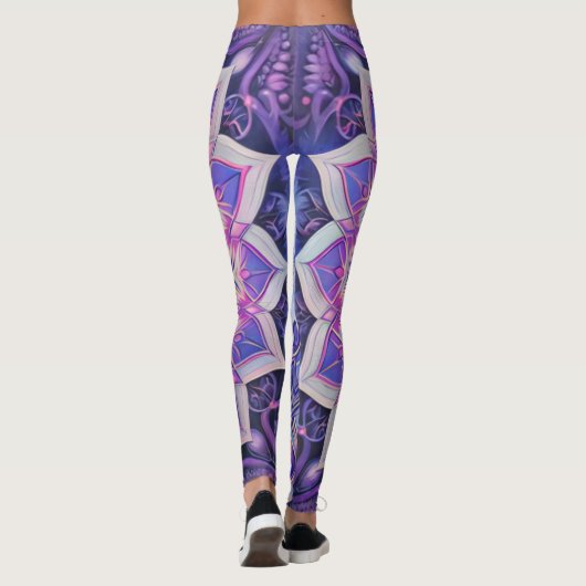 Boho Floral Paarse Workout Leggings (Achterkant)