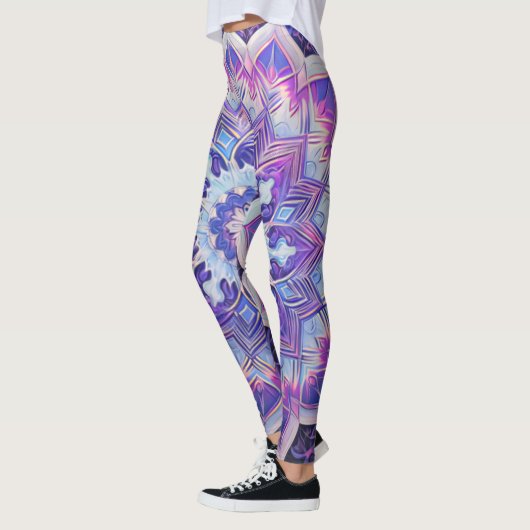 Boho Floral Paarse Workout Leggings (Links)