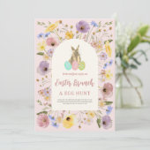 Boho Floral Paasbrunch en eierjacht Kaart (Staand voorkant)