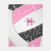 boho floral paisley veren roze volleybal fleece deken (Voorkant)