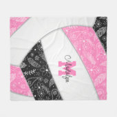 boho floral paisley veren roze volleybal fleece deken (Voorkant (Horizontaal))