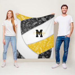 boho floral paisley veren zwarte volleybal fleece deken