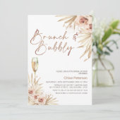 Boho Floral Palm Brunch Bubble Vrijgezellenfeest Kaart (Staand voorkant)