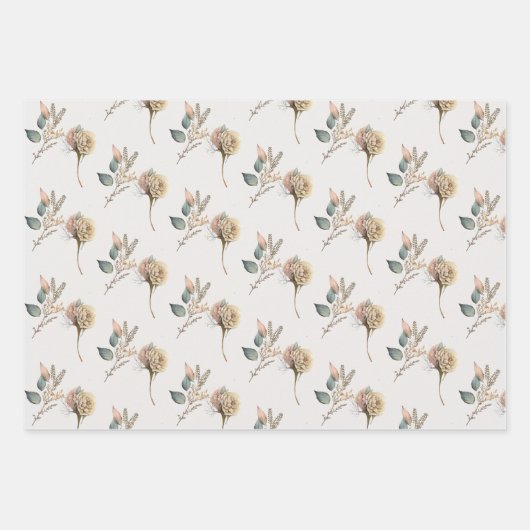 Boho Floral Palm Leaves Pampas Grass Birthday Inpakpapier Vel (Voorkant 3)