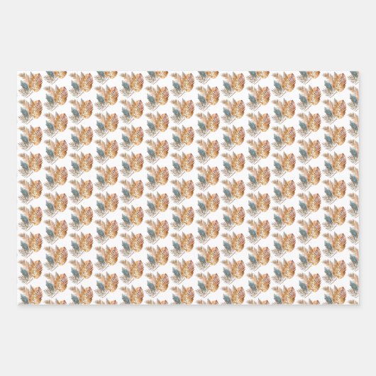 Boho Floral Palm Leaves Pampas Grass Birthday Inpakpapier Vel (Voorkant 2)