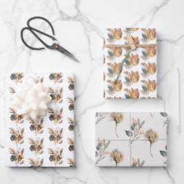 Boho Floral Palm Leaves Pampas Grass Birthday Inpakpapier Vel