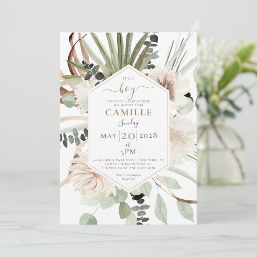 Boho Floral Palmetto Leaves eucalyptus Kaart (Staand voorkant)