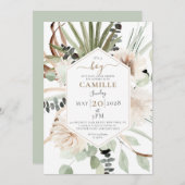 Boho Floral Palmetto Leaves eucalyptus Kaart (Voorkant / Achterkant)