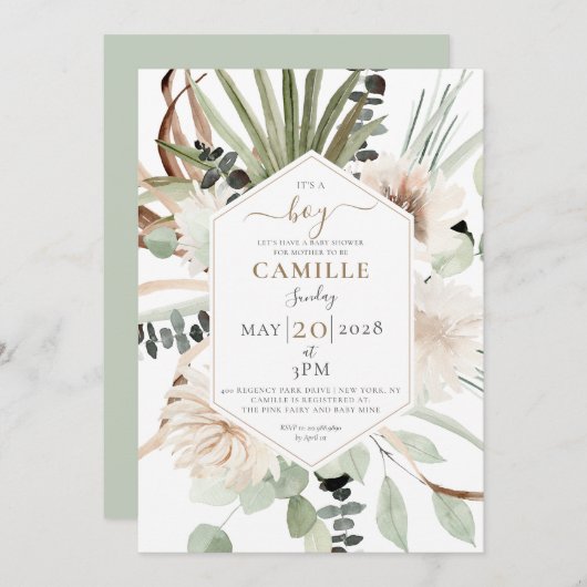 Boho Floral Palmetto Leaves eucalyptus Kaart (Voorkant / Achterkant)