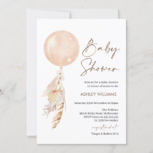 Boho Floral Pampas Ballon Baby shower Uitnodiging