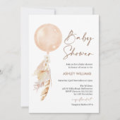 Boho Floral Pampas Balloon Baby shower Uitnodiging (Voorkant)