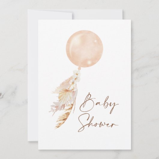 Boho Floral Pampas Balloon Baby shower Uitnodiging (Achterkant)