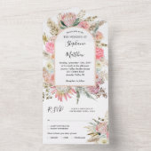 Boho Floral Pampas Floral Wedding All In One Uitnodiging (Binnen)