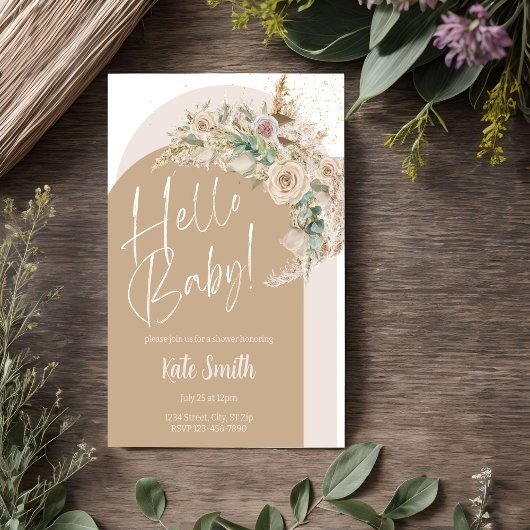 Boho Floral Pampas Geslacht Onthulling Party Uitno Kaart