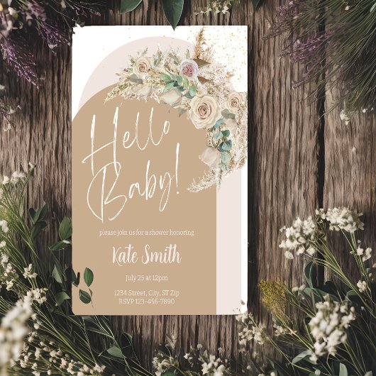 Boho Floral Pampas Geslacht Onthulling Party Uitno Kaart