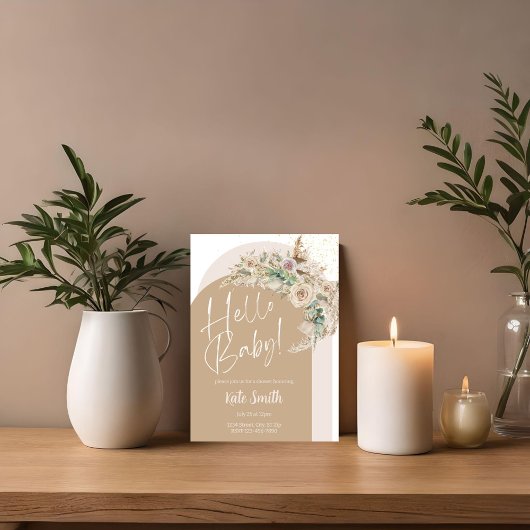 Boho Floral Pampas Geslacht Onthulling Party Uitno Kaart