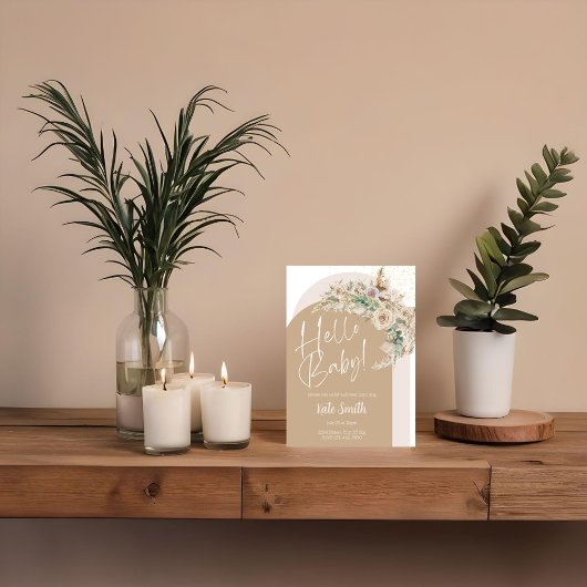 Boho Floral Pampas Geslacht Onthulling Party Uitno Kaart