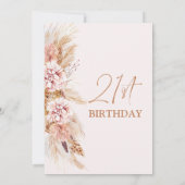 Boho Floral Pampas Grass 21st Birthday Uitnodiging (Achterkant)