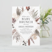 Boho Floral Pampas Grass Baby Brunch Shower Kaart (Staand voorkant)