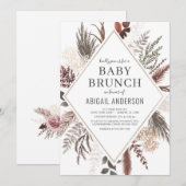 Boho Floral Pampas Grass Baby Brunch Shower Kaart (Voorkant / Achterkant)