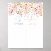 Boho Floral Pampas Grass Baby Geslacht Onthullen S Poster (Voorkant)