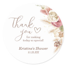 Boho Floral Pampas Grass Baby shower Bedankt