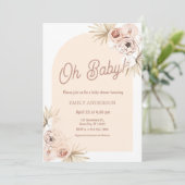 Boho Floral Pampas Grass Baby Shower Kaart (Staand voorkant)
