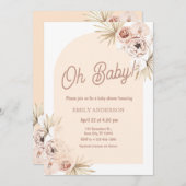 Boho Floral Pampas Grass Baby Shower Kaart (Voorkant / Achterkant)
