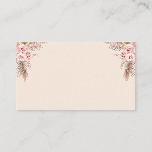 Boho Floral Pampas Grass Books voor Baby shower Informatiekaartje (Achterkant)