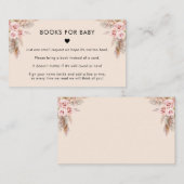 Boho Floral Pampas Grass Books voor Baby shower Informatiekaartje (Voorkant / Achterkant)