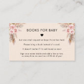 Boho Floral Pampas Grass Books voor Baby shower Informatiekaartje (Voorkant)